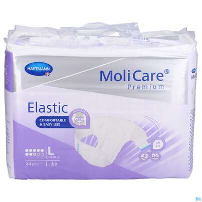 Sie sehen eine Packung Inkontinenz Molicare Premium/elastic 8 Tropfen 110-150cm L 24st, Produktbild: 01 Inkontinenz Molicare Premium/elastic 8 Tropfen 110-150cm L 24st, A-Nr.: 4996700 - 01