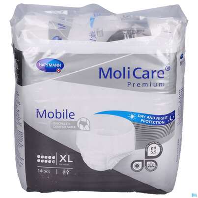 Sie sehen eine Packung Inkontinenz Molicare Premium/mobile/10tropfen Xl 130-170cm 14st, Produktbild: 01 Inkontinenz Molicare Premium/mobile/10tropfen Xl 130-170cm 14st, A-Nr.: 4843770 - 01
