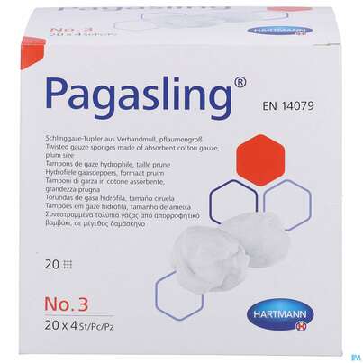 Sie sehen eine Packung Pagasling Schlinggaze Tupfer Steril Gr 3 80st, Produktbild: 01 Pagasling Schlinggaze Tupfer Steril Gr 3 80st, A-Nr.: 4397224 - 01
