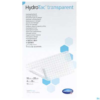 Sie sehen eine Packung Schaumverband Hydrotac Transparent 10x20cm 10st, Produktbild: 01 Schaumverband Hydrotac Transparent 10x20cm 10st, A-Nr.: 5310544 - 01