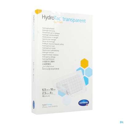 Sie sehen eine Packung Schaumverband Hydrotac Transparent/comfort 6,5x10cm 10st, Produktbild: 04 Schaumverband Hydrotac Transparent/comfort 6,5x10cm 10st, A-Nr.: 5310567 - 04