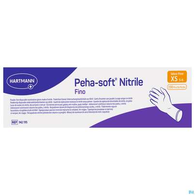 Sie sehen eine Packung Untersuchungshandschuhe Peha/soft/puderfrei Nitrile Unsteril Fino Xs 150st, Produktbild: 01 Untersuchungshandschuhe Peha/soft/puderfrei Nitrile Unsteril Fino Xs 150st, A-Nr.: 3836503 - 01