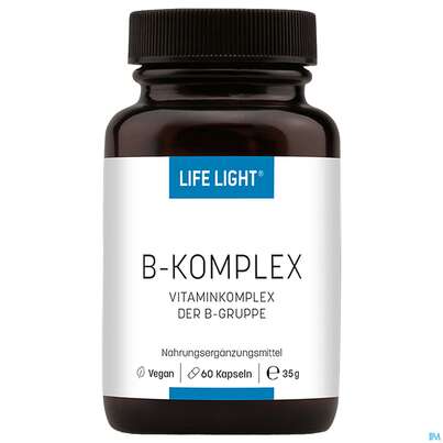 Sie sehen eine Packung Vitamin B-komplex/kapseln Life Light 60st, Produktbild: 02 Vitamin B-komplex/kapseln Life Light 60st, A-Nr.: 3054781 - 02