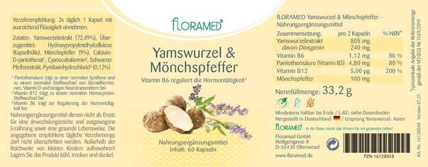 Sie sehen eine Packung Floramed Yamswurze & Mönchspfeffer, Produktbild: 01 Floramed Yamswurze & Mönchspfeffer, A-Nr.: 5209087 - 01