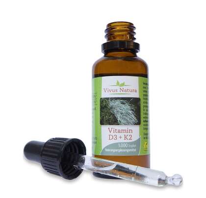 Sie sehen eine Packung Vitamin D3+K2 Tropfen, Produktbild: 01 Vitamin D3+K2 Tropfen, A-Nr.: 5758931 - 01