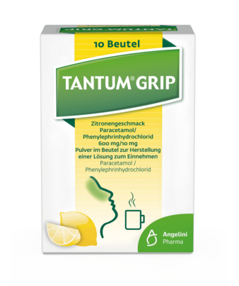 Tantum® Grip Zitronengeschmack Paracetamol/Phenylephrinhydrochlorid 600 mg/10 mg Pulver im Beutel zur Herstellung einer Lösung zum Einnehmen, A-Nr.: 5518664 - 03