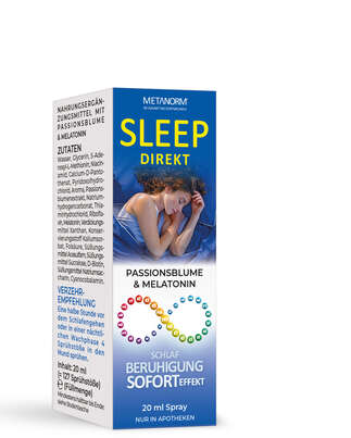 Sie sehen eine Packung SLEEP DIREKT Spray METANORM®, Produktbild: 01 SLEEP DIREKT Spray METANORM®, A-Nr.: 5452646 - 01