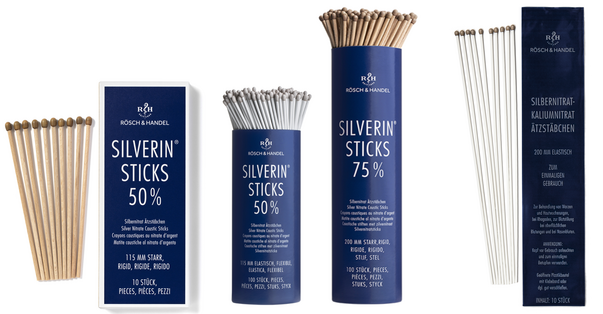 Sie sehen eine Packung SILBERNITRAT Ätzstäbchen 50% 100x200mm starr, Produktbild: 03 SILBERNITRAT Ätzstäbchen 50% 100x200mm starr, A-Nr.: 5212528 - 03