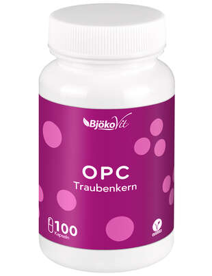 Sie sehen eine Packung BjökoVit OPC Traubenkern Kapseln vegan, Produktbild: 02 BjökoVit OPC Traubenkern Kapseln vegan, A-Nr.: 5174621 - 02