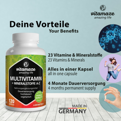 Sie sehen eine Packung Vitamaze Multivitamin, Produktbild: 02 Vitamaze Multivitamin, A-Nr.: 5179340 - 02
