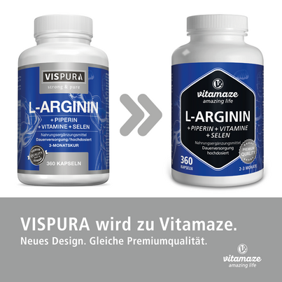 Sie sehen eine Packung Vitamaze L-Arginin 750mg hochdosiert +Piperin u. Vitamine, Produktbild: 02 Vitamaze L-Arginin 750mg hochdosiert +Piperin u. Vitamine, A-Nr.: 5179481 - 02