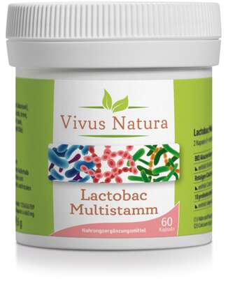 Sie sehen eine Packung Lactobac Darmbakterien Multistamm Kapseln, Produktbild: 03 Lactobac Darmbakterien Multistamm Kapseln, A-Nr.: 5758836 - 03