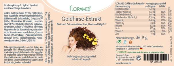 Floramed Goldhirse Extrakt - Haut,Haare, Nägel, A-Nr.: 4390156 - 01