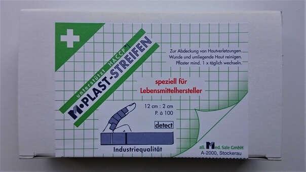 Sie sehen eine Packung HACCP Fingerstreifen elastisch blau 12x2cm, Produktbild: 02 HACCP Fingerstreifen elastisch blau 12x2cm, A-Nr.: 4894661 - 02