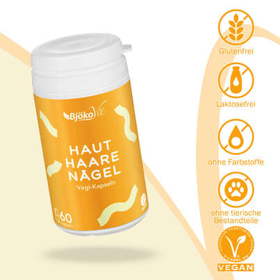 Sie sehen eine Packung BjökoVit Haut Haare Nägel Kapseln vegan, Produktbild: 05 BjökoVit Haut Haare Nägel Kapseln vegan, A-Nr.: 5174561 - 05