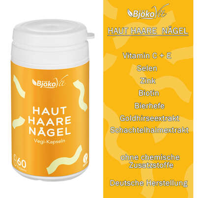 Sie sehen eine Packung BjökoVit Haut Haare Nägel Kapseln vegan, Produktbild: 07 BjökoVit Haut Haare Nägel Kapseln vegan, A-Nr.: 5174561 - 07