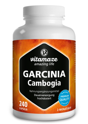 Sie sehen eine Packung Vitamaze Garcinia Cambogia +Cholin, Produktbild: 01 Vitamaze Garcinia Cambogia +Cholin, A-Nr.: 5179624 - 01