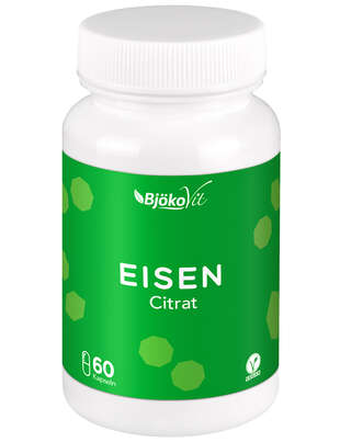 Sie sehen eine Packung BjökoVit Eisen citrat Kapseln vegan, Produktbild: 02 BjökoVit Eisen citrat Kapseln vegan, A-Nr.: 5174578 - 02