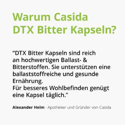 Sie sehen eine Packung Casida DTX Bitter Kapseln, Produktbild: 03 Casida DTX Bitter Kapseln, A-Nr.: 5429825 - 03