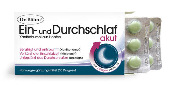 Sie sehen eine Packung Dr. Böhm Ein- und Durchschlaf akut, Produktbild: 02 Dr. Böhm Ein- und Durchschlaf akut, A-Nr.: 4995623 - 02
