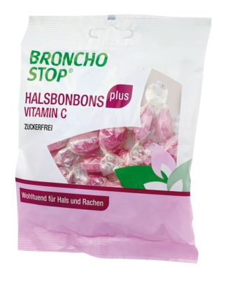 Sie sehen eine Packung Bronchostop Plus Halsbonbons, Produktbild: 01 Bronchostop Plus Halsbonbons, A-Nr.: 2613646 - 01