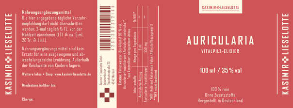 Sie sehen eine Packung Kasimir und Lieselotte Auricularia Tinktur, Produktbild: 03 Kasimir und Lieselotte Auricularia Tinktur, A-Nr.: 5176382 - 03