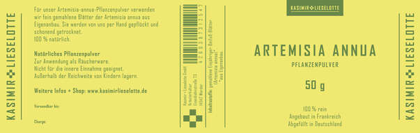 Sie sehen eine Packung Kasimir + Lieselotte Artemisia Annua Pulver, Produktbild: 02 Kasimir + Lieselotte Artemisia Annua Pulver, A-Nr.: 5176608 - 02