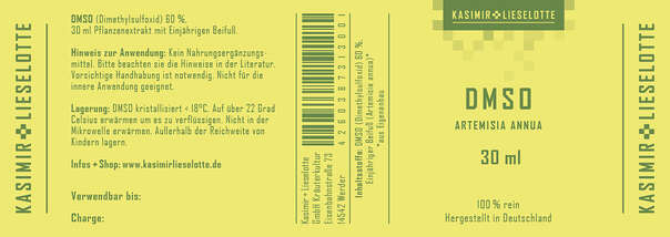 Sie sehen eine Packung Kasimir + Lieselotte Artemisia Annua DMSO Lösung, Produktbild: 02 Kasimir + Lieselotte Artemisia Annua DMSO Lösung, A-Nr.: 5616510 - 02