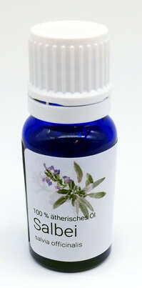 Sie sehen eine Packung Aethera Salbei Öl 10 ml, Produktbild: 01 Aethera Salbei Öl 10 ml, A-Nr.: 3053066 - 01