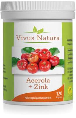 Sie sehen eine Packung Acerola + Zink Kapseln, Produktbild: 02 Acerola + Zink Kapseln, A-Nr.: 5758747 - 02