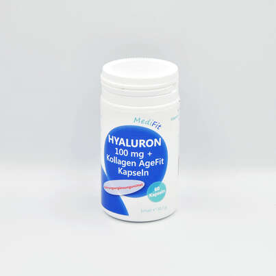 Sie sehen eine Packung Hyaluron 100 mg + Kollagen AgeFit Kapseln, Produktbild: 01 Hyaluron 100 mg + Kollagen AgeFit Kapseln, A-Nr.: 4547439 - 01