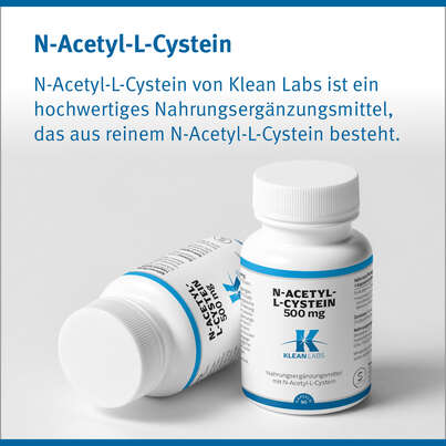 Sie sehen eine Packung N-Acetyl-L-Cystein 500mg Klean Labs Kapseln, Produktbild: 06 N-Acetyl-L-Cystein 500mg Klean Labs Kapseln, A-Nr.: 5395753 - 06