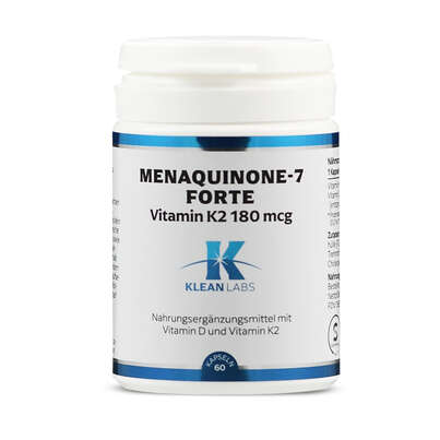 Sie sehen eine Packung Menaquinone-7 Forte Vitamin K2 Klean Labs Kapseln, Produktbild: 01 Menaquinone-7 Forte Vitamin K2 Klean Labs Kapseln, A-Nr.: 5395807 - 01