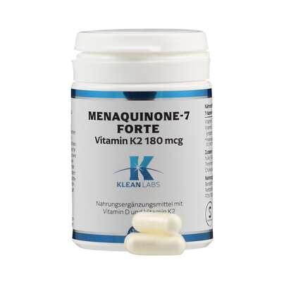 Sie sehen eine Packung Menaquinone-7 Forte Vitamin K2 Klean Labs Kapseln, Produktbild: 04 Menaquinone-7 Forte Vitamin K2 Klean Labs Kapseln, A-Nr.: 5395807 - 04