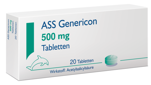 Sie sehen eine Packung ASS Genericon® lindert Schmerzen und Fieber, Produktbild: 01 ASS Genericon® lindert Schmerzen und Fieber, A-Nr.: 1078530 - 01