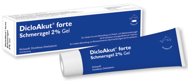 Sie sehen eine Packung DicloAkut® forte Schmerzgel 2 % Gel lindert Schmerzen und Entzündungen, Produktbild: 01 DicloAkut® forte Schmerzgel 2 % Gel lindert Schmerzen und Entzündungen, A-Nr.: 5521910 - 01