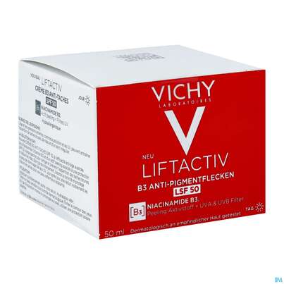 Sie sehen eine Packung Vichy Liftactiv B3 Anti-pigmentflecken Creme Lsf50 50ml, Produktbild: 08 Vichy Liftactiv B3 Anti-pigmentflecken Creme Lsf50 50ml, A-Nr.: 5662504 - 08