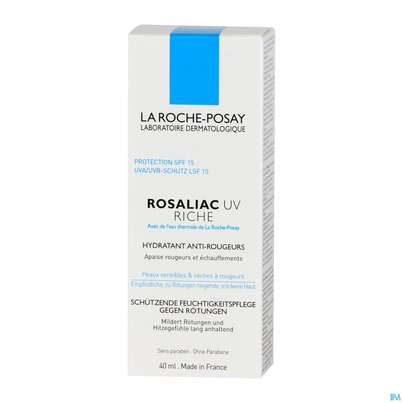 Sie sehen eine Packung La Roche Posay Gesichtspflege Rosaliac/uv/riche Gegen Hautroetungen 40ml, Produktbild: 02 La Roche Posay Gesichtspflege Rosaliac/uv/riche Gegen Hautroetungen 40ml, A-Nr.: 3455043 - 02