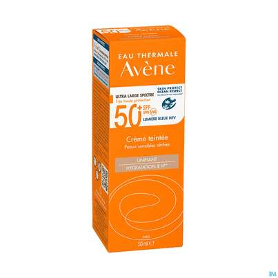 Sie sehen eine Packung Avène Getönte Sonnencreme Spf 50+ 50ml, Produktbild: 06 Avène Getönte Sonnencreme Spf 50+ 50ml, A-Nr.: 5598953 - 06