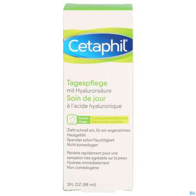 Sie sehen eine Packung Cetaphil Tagespflege +hyaluronsaeure 88ml, Produktbild: 01 Cetaphil Tagespflege +hyaluronsaeure 88ml, A-Nr.: 4839337 - 01