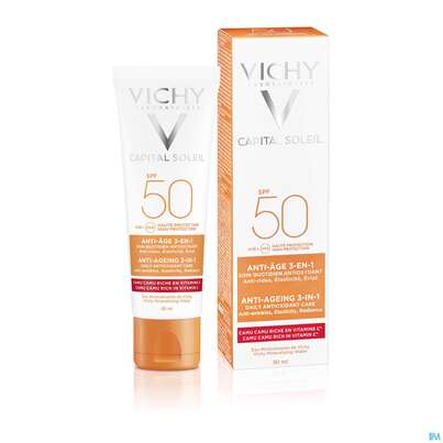 Sie sehen eine Packung Sonnenprodukte Vichy Ideal Soleil Anti-age Creme Lsf50 50ml, Produktbild: 04 Sonnenprodukte Vichy Ideal Soleil Anti-age Creme Lsf50 50ml, A-Nr.: 4802647 - 04