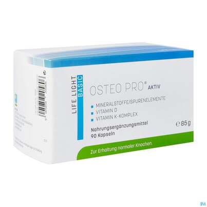 Sie sehen eine Packung Osteo Pro Aktiv Kapseln Life Light 90st, Produktbild: 04 Osteo Pro Aktiv Kapseln Life Light 90st, A-Nr.: 4288191 - 04