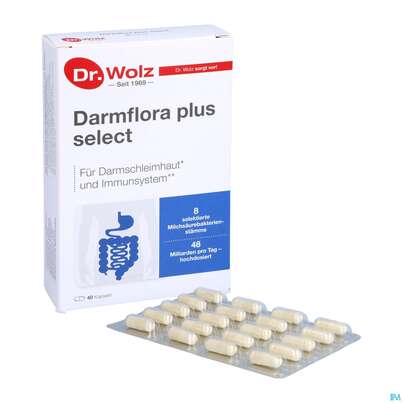 Sie sehen eine Packung Darmflora Plus Dr.wolz Select Kapseln Nr 60586 40st, Produktbild: 09 Darmflora Plus Dr.wolz Select Kapseln Nr 60586 40st, A-Nr.: 3839298 - 09