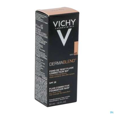 Sie sehen eine Packung Vichy Dermablend Make-up 45 Gold 30ml, Produktbild: 06 Vichy Dermablend Make-up 45 Gold 30ml, A-Nr.: 3044647 - 06