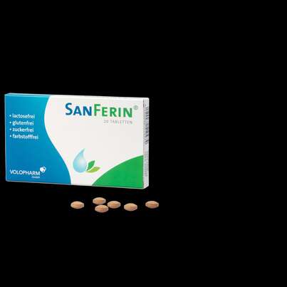 Sie sehen eine Packung SanFerin® Tabletten 20 Stk., Produktbild: 01 SanFerin® Tabletten 20 Stk., A-Nr.: 4316697 - 01