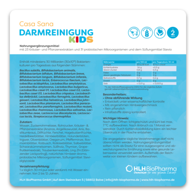 Sie sehen eine Packung Casa Sana DARMREINIGUNG KIDS, Produktbild: 04 Casa Sana DARMREINIGUNG KIDS, A-Nr.: 5222679 - 04