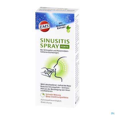 Sie sehen eine Packung Nasenspray Emser Sinusitis Forte 15ml, Produktbild: 03 Nasenspray Emser Sinusitis Forte 15ml, A-Nr.: 4535850 - 03