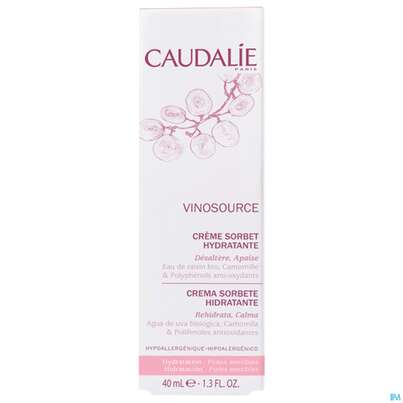 Sie sehen eine Packung Caudalie Vinosource/hydra Creme Sorbet Hydratisierend 40ml, Produktbild: 01 Caudalie Vinosource/hydra Creme Sorbet Hydratisierend 40ml, A-Nr.: 3969581 - 01