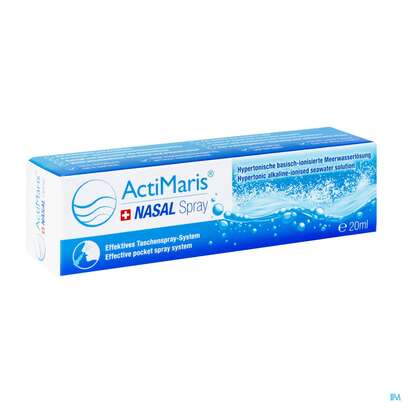 Sie sehen eine Packung Nasenspray Actimaris Nasalspray Meerwasserlösung Hyperton. 20ml, Produktbild: 02 Nasenspray Actimaris Nasalspray Meerwasserlösung Hyperton. 20ml, A-Nr.: 5355848 - 02