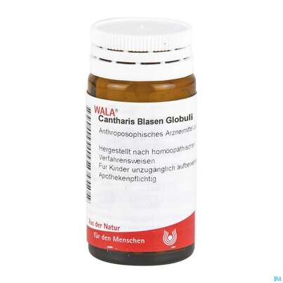 Sie sehen eine Packung Cantharis Blasen Wala Globuli Velati 20g, Produktbild: 03 Cantharis Blasen Wala Globuli Velati 20g, A-Nr.: 2053259 - 03